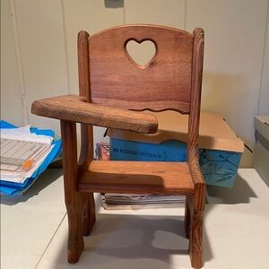 Wooden Child's Chair with Heart Cutout Decor